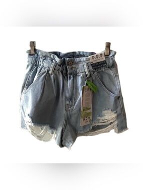 Rewash Light Blue High-Rise Distressed Jean Shorts